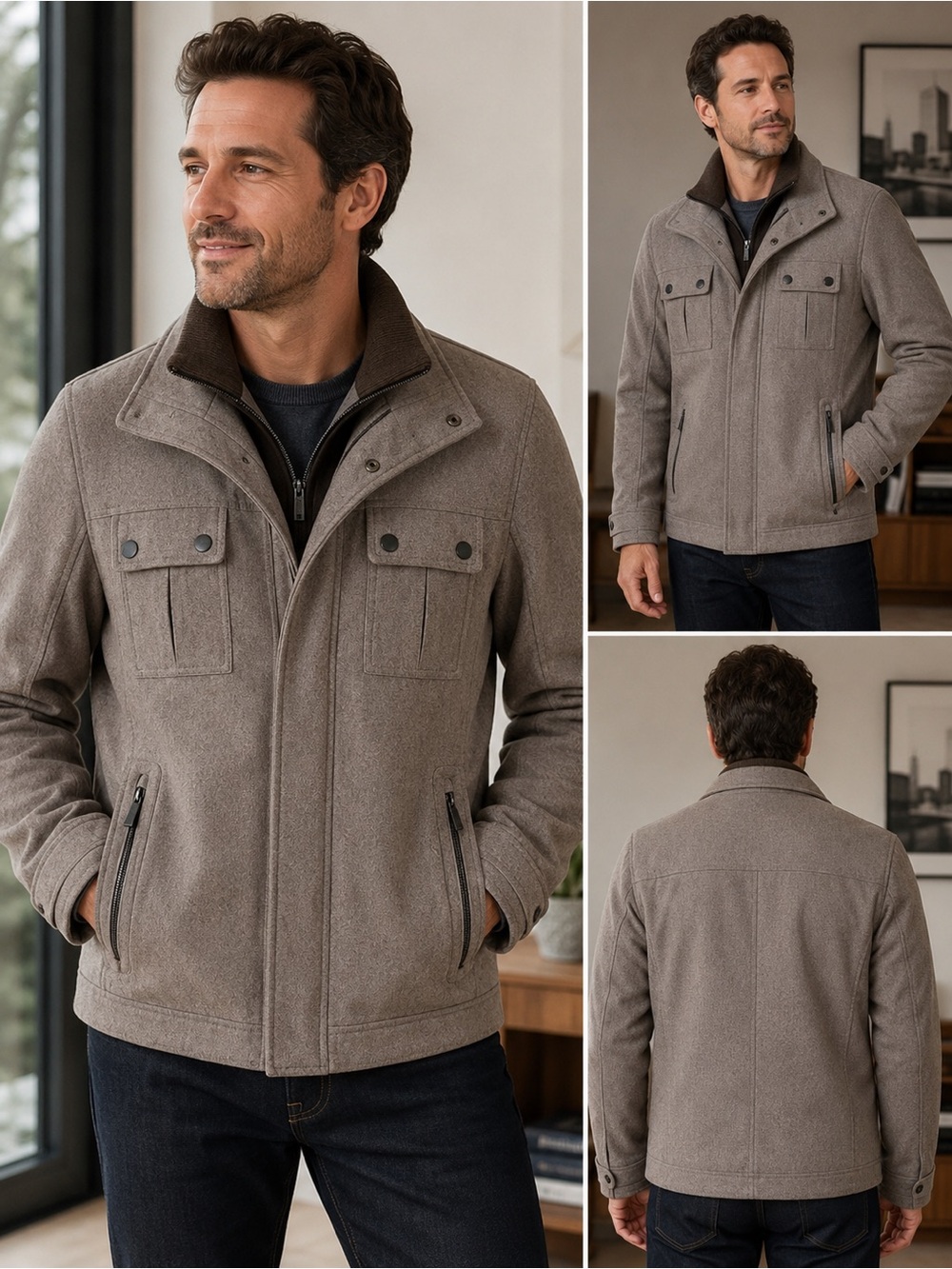 MICHAEL Michael Kors Men’s Wool Blend Field Jacket Taupe Size L